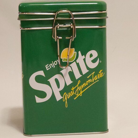 SPRITE Soda Metal Canister Metal Storage POP TOP Hinge Lid Rectangular All Metal - Picture 1 of 8